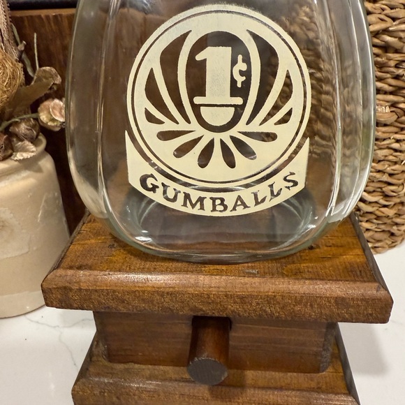 Vintage Knock on Wood Corporation Glass Gumball Jar with Wooden Base - Picture 9 of 12